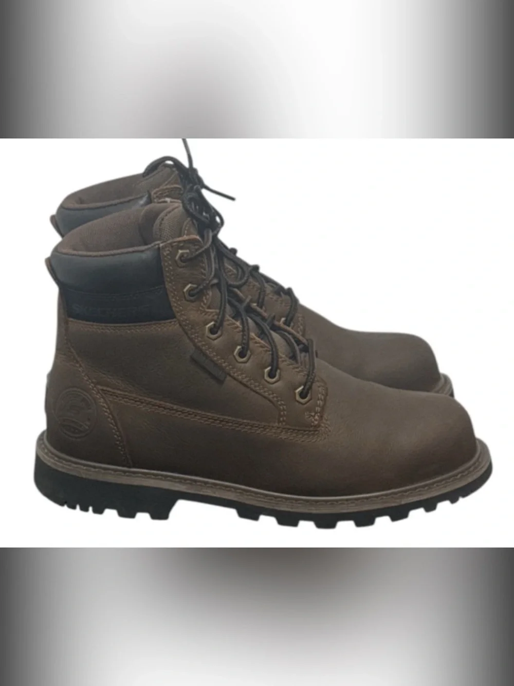 Authentic Skechers work safety steel toe leather boots sz men’s 7.5